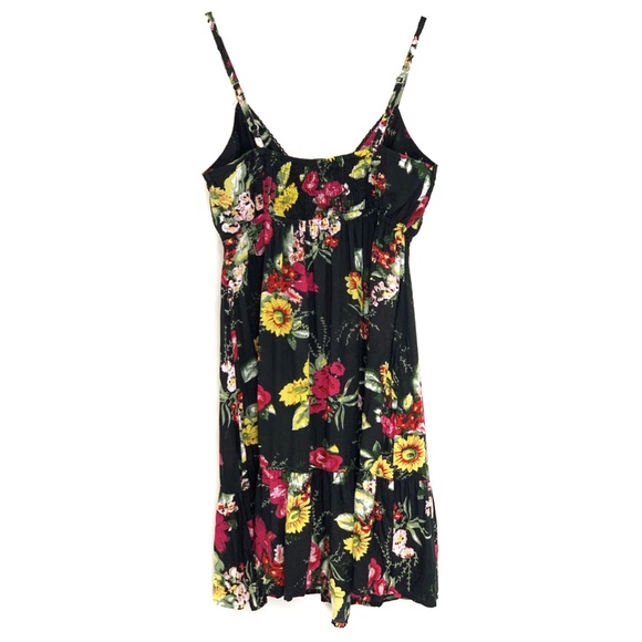 MAJORA | Summer Floral Crinkle Black Dress Size M - Picture 2 of 6